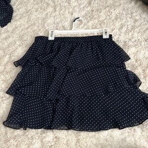 Michael Kors Tiered Women’s Medium Navy Pocadot Skirt Perfect Condition